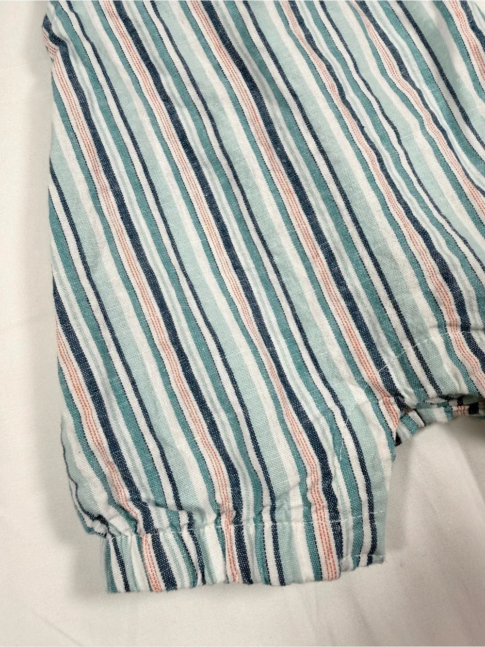 CARTER’S Boys Linen Blend Striped Bubble Romper 0-3M Beach Coastal Summer Preppy
